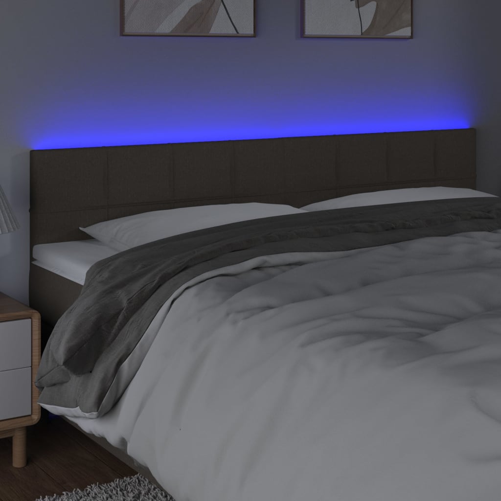 vidaXL Zagłówek do łóżka z LED, taupe, 180x5x78/88 cm, tkanina