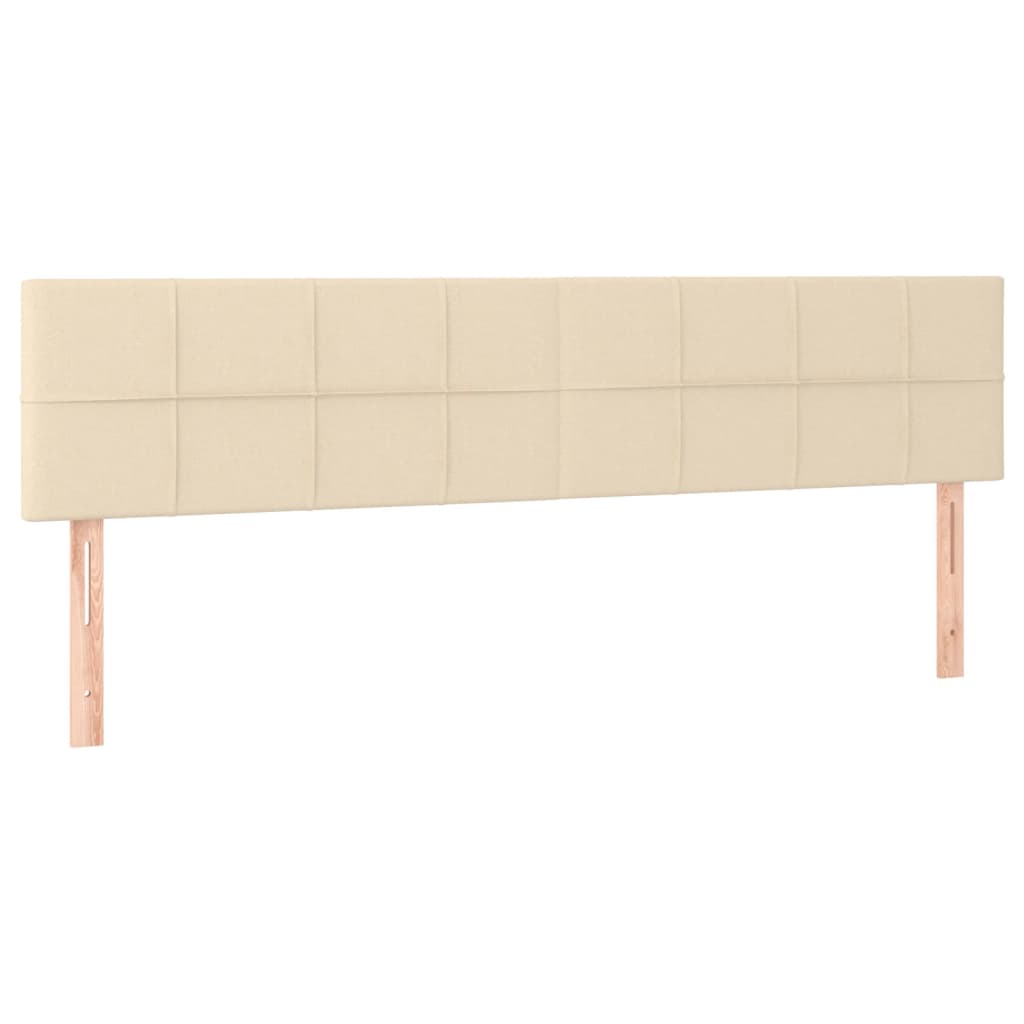 vidaXL Zagłówek do łóżka z LED, kremowy, 200x5x78/88 cm, tkanina