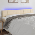 vidaXL Zagłówek do łóżka z LED, kremowy, 200x5x78/88 cm, tkanina