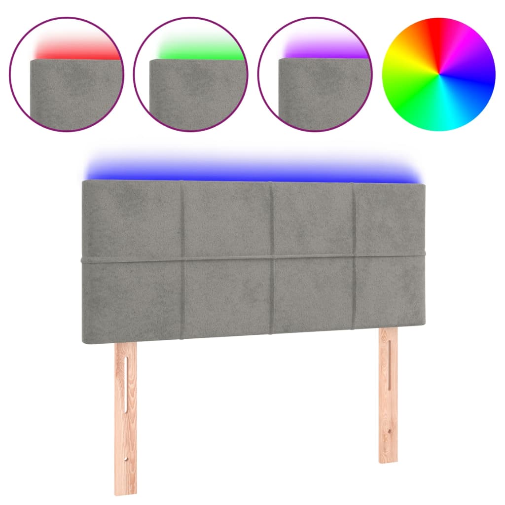 vidaXL Zagłówek do łóżka z LED, jasnoszary, 80x5x78/88 cm, aksamit