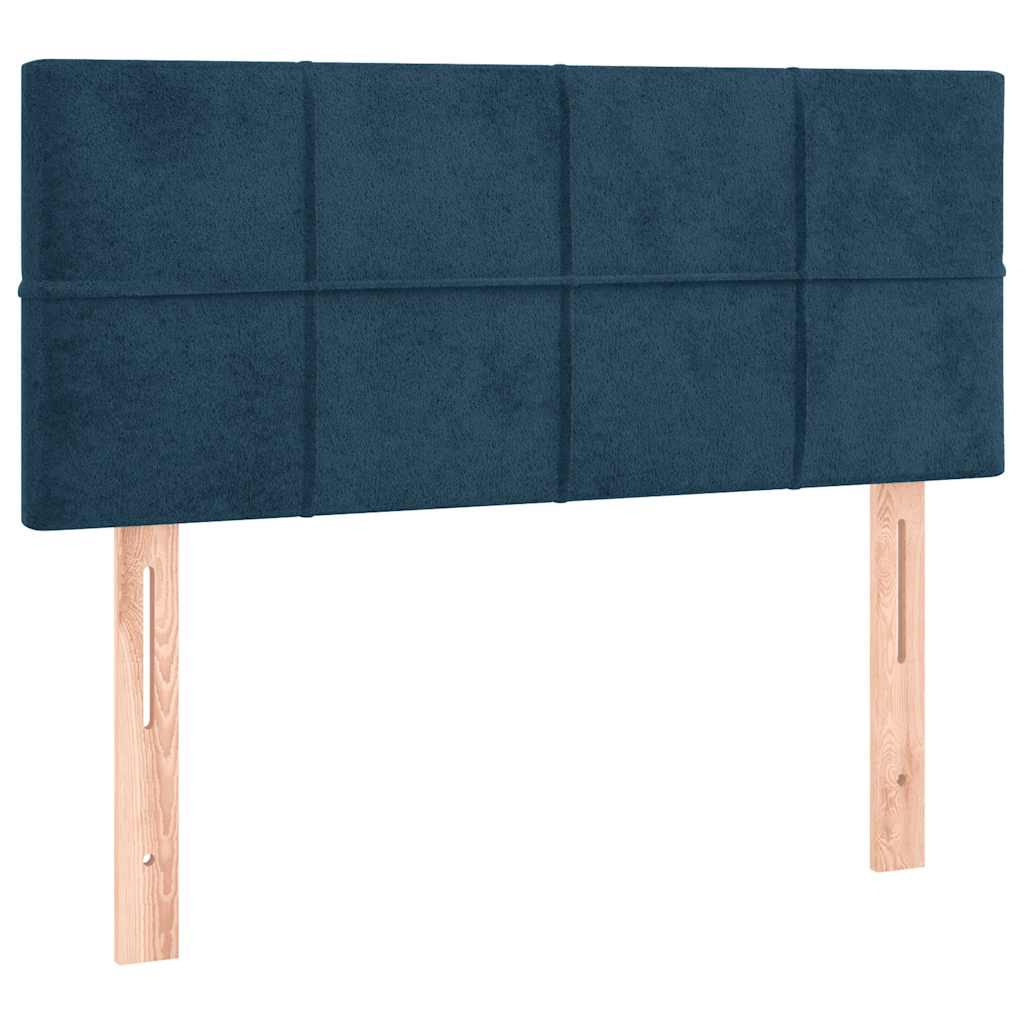 vidaXL Zagłówek do łóżka z LED, ciemnoniebieski 80x5x78/88 cm, aksamit