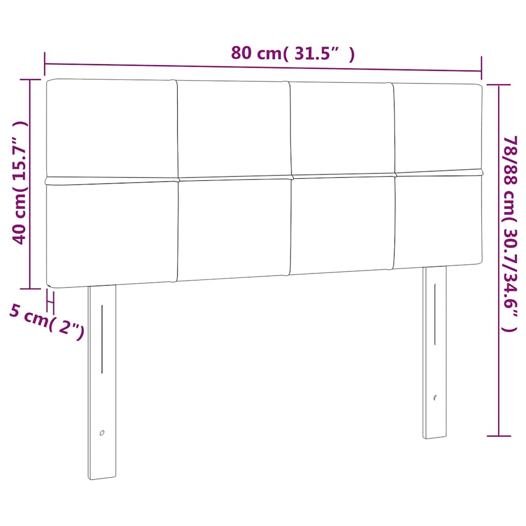 vidaXL Zagłówek do łóżka z LED, ciemnoniebieski 80x5x78/88 cm, aksamit