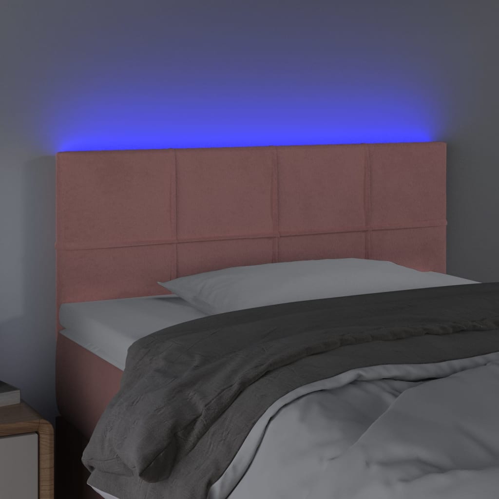 vidaXL Zagłówek do łóżka z LED, różowy, 80x5x78/88 cm, aksamit