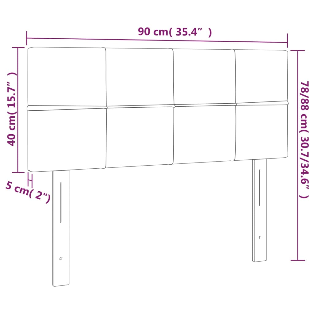 vidaXL Zagłówek do łóżka z LED, czarny, 90x5x78/88 cm, aksamit