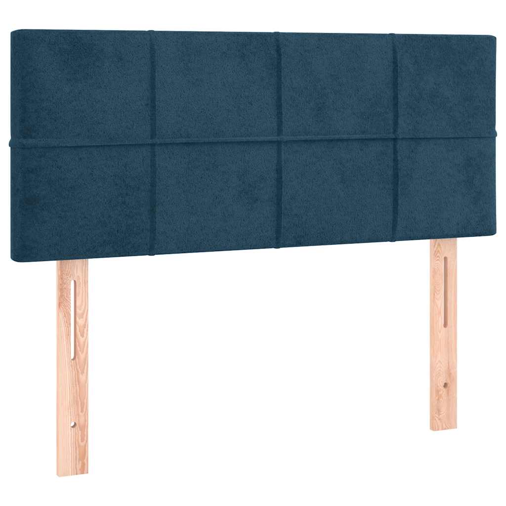 vidaXL Zagłówek do łóżka z LED, ciemnoniebieski, 90x5x78/88cm, aksamit