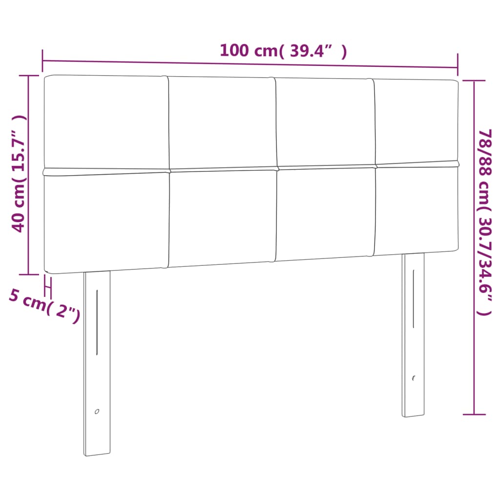 vidaXL Zagłówek do łóżka z LED, czarny, 100x5x78/88 cm, aksamit