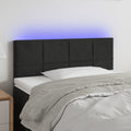 vidaXL Zagłówek do łóżka z LED, czarny, 100x5x78/88 cm, aksamit