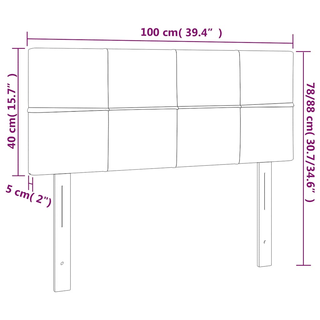 vidaXL Zagłówek do łóżka z LED, ciemnozielony, 100x5x78/88 cm, aksamit