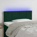 vidaXL Zagłówek do łóżka z LED, ciemnozielony, 100x5x78/88 cm, aksamit