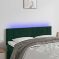 vidaXL Zagłówek do łóżka z LED, ciemnozielony, 144x5x78/88 cm, aksamit