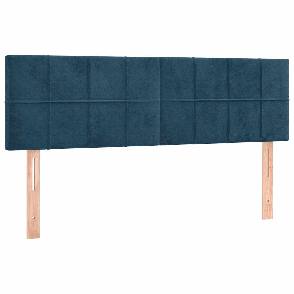 vidaXL Zagłówek do łóżka z LED, ciemnoniebieski 144x5x78/88cm, aksamit