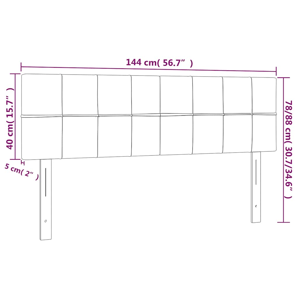 vidaXL Zagłówek do łóżka z LED, ciemnoniebieski 144x5x78/88cm, aksamit
