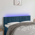 vidaXL Zagłówek do łóżka z LED, ciemnoniebieski 144x5x78/88cm, aksamit