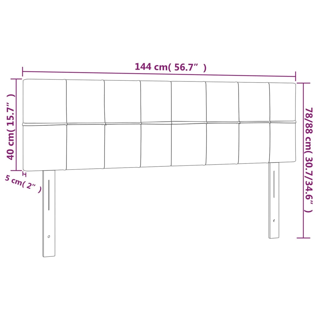 vidaXL Zagłówek do łóżka z LED, różowy, 144x5x78/88 cm, aksamit