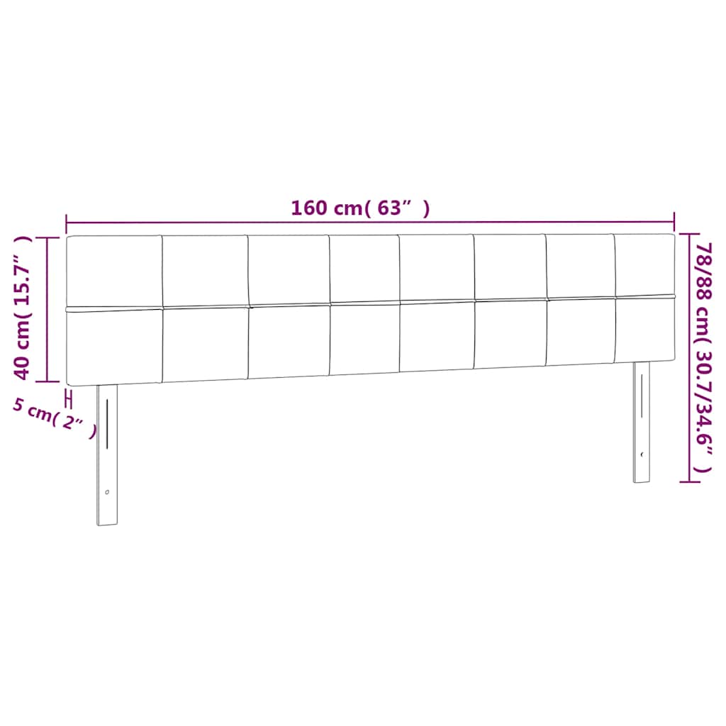 vidaXL Zagłówek do łóżka z LED, ciemnozielony, 160x5x78/88 cm, aksamit