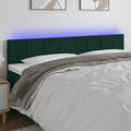 vidaXL Zagłówek do łóżka z LED, ciemnozielony, 160x5x78/88 cm, aksamit