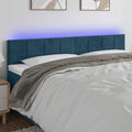 vidaXL Zagłówek do łóżka z LED, ciemnoniebieski 160x5x78/88cm, aksamit