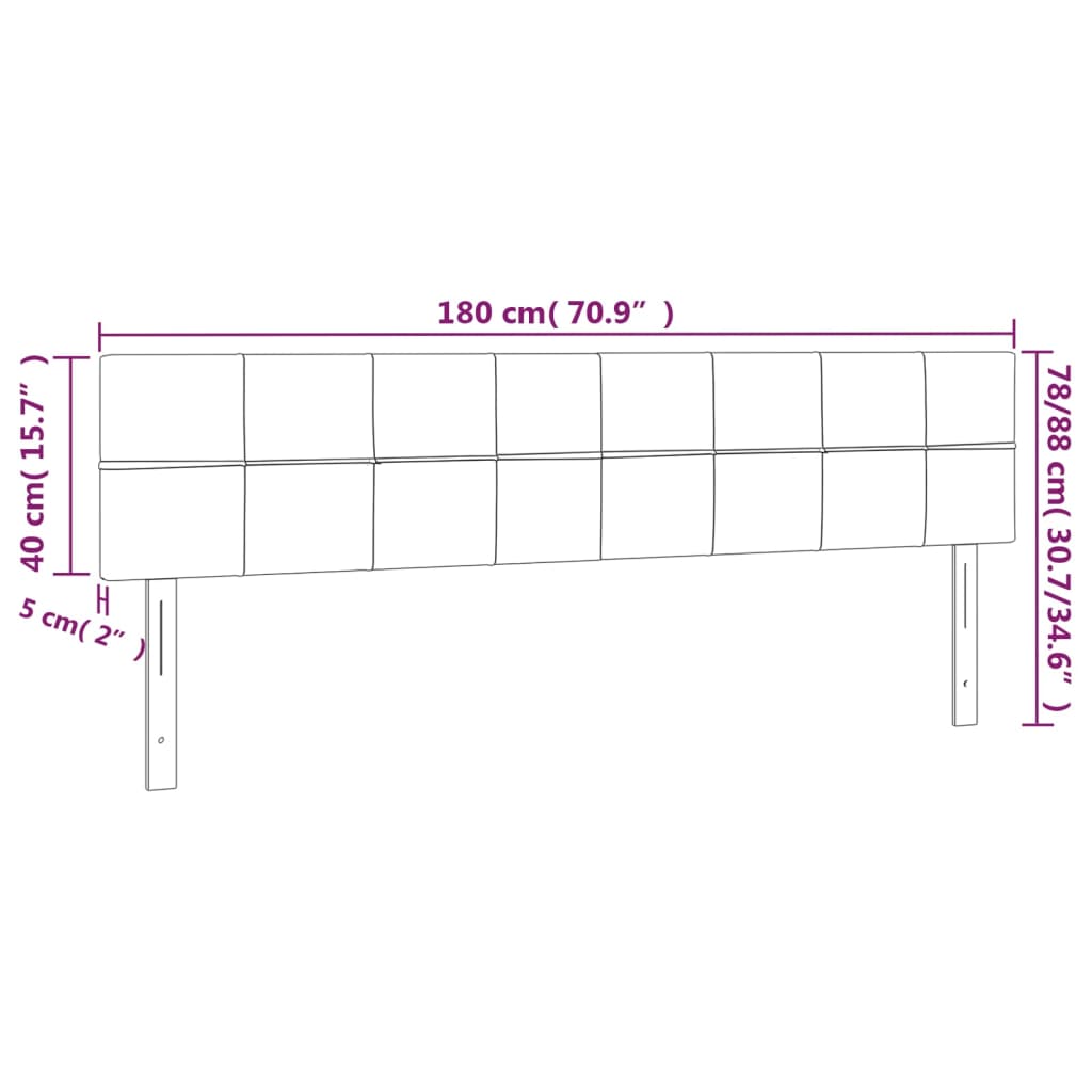 vidaXL Zagłówek do łóżka z LED, jasnoszary, 180x5x78/88 cm, aksamit