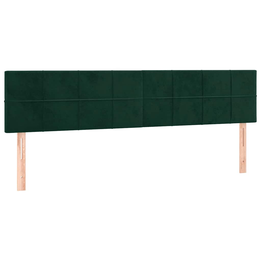 vidaXL Zagłówek do łóżka z LED, ciemnozielony, 180x5x78/88 cm, aksamit