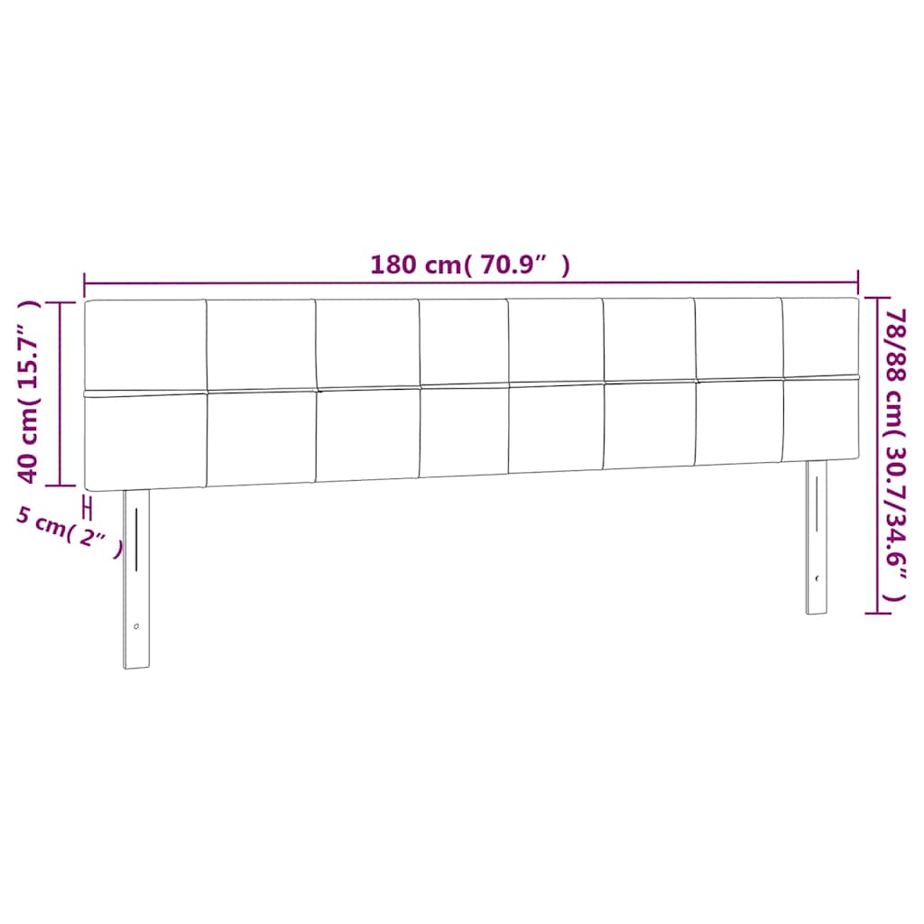 vidaXL Zagłówek do łóżka z LED, ciemnozielony, 180x5x78/88 cm, aksamit