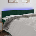vidaXL Zagłówek do łóżka z LED, ciemnozielony, 180x5x78/88 cm, aksamit