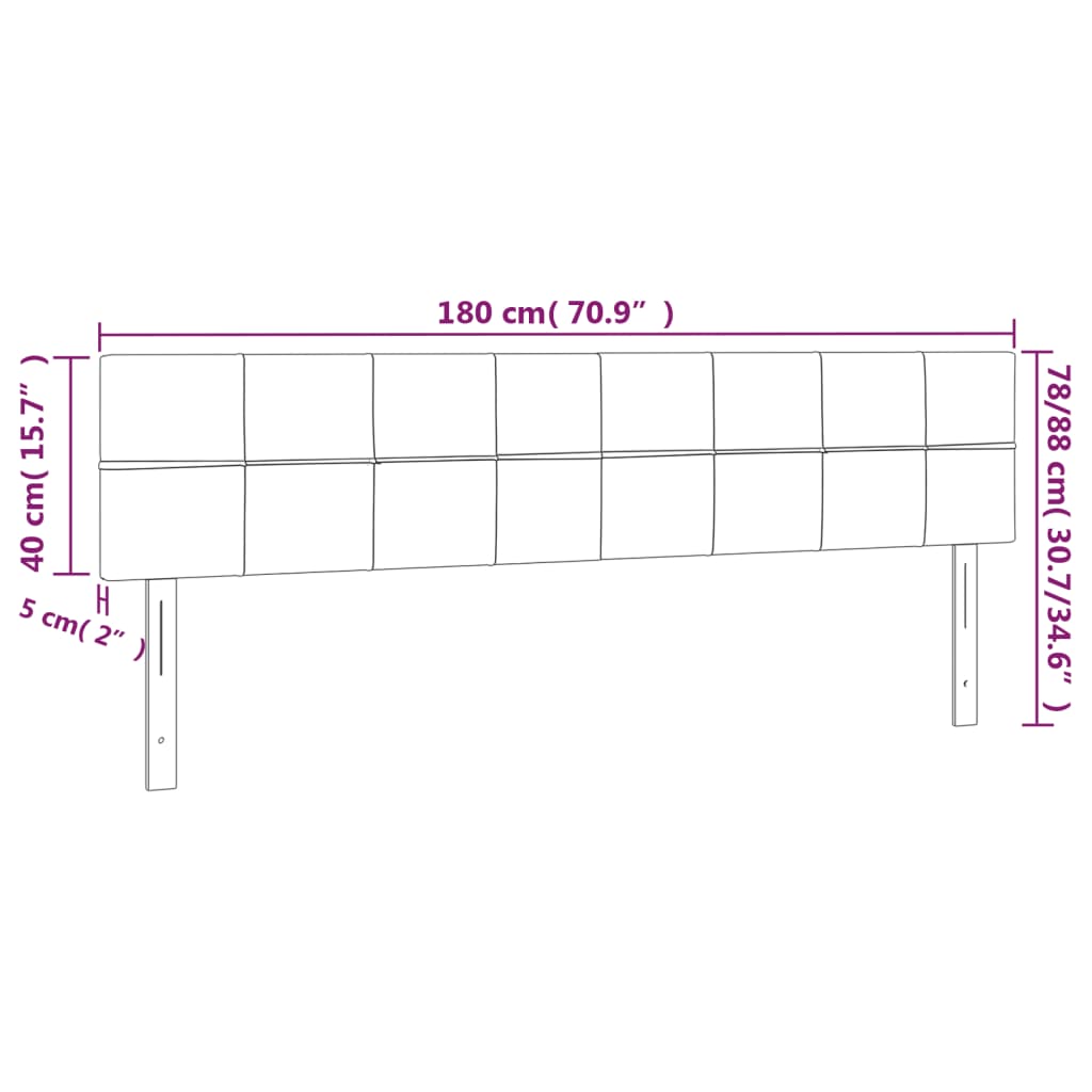 vidaXL Zagłówek do łóżka z LED, różowy, 180x5x78/88 cm, aksamit