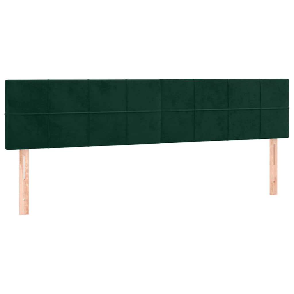 vidaXL Zagłówek do łóżka z LED, ciemnozielony, 200x5x78/88 cm, aksamit