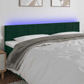 vidaXL Zagłówek do łóżka z LED, ciemnozielony, 200x5x78/88 cm, aksamit