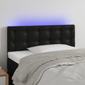 vidaXL Zagłówek do łóżka z LED, czarny, 80x5x78/88 cm, sztuczna skóra