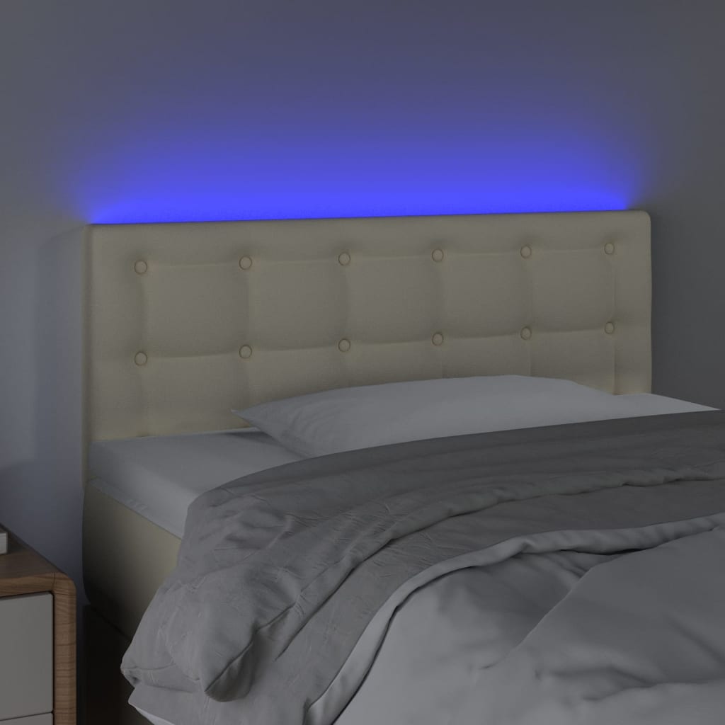 vidaXL Zagłówek do łóżka z LED, kremowy, 80x5x78/88 cm, sztuczna skóra