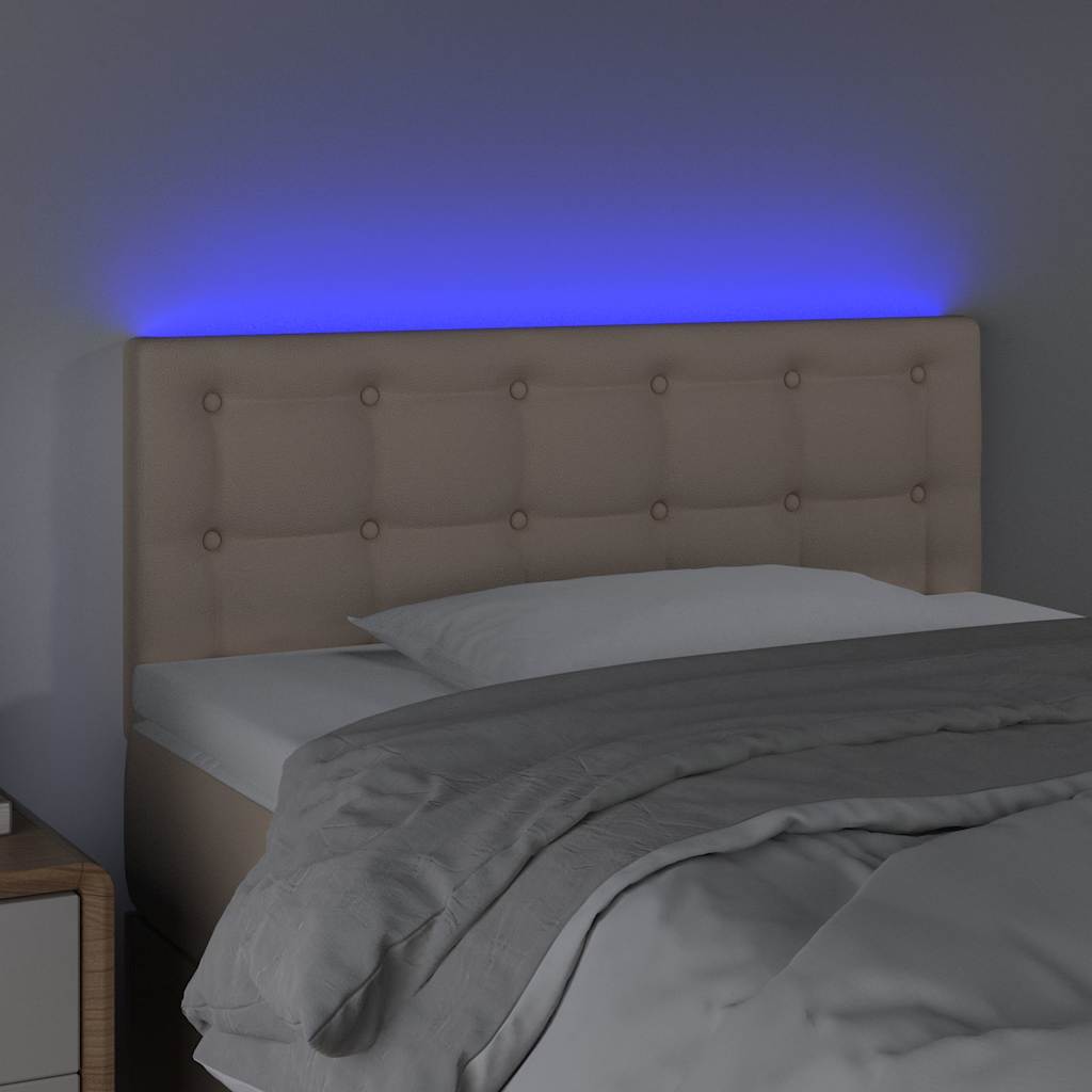 vidaXL Zagłówek do łóżka z LED, cappuccino, 80x5x78/88 cm, ekoskóra