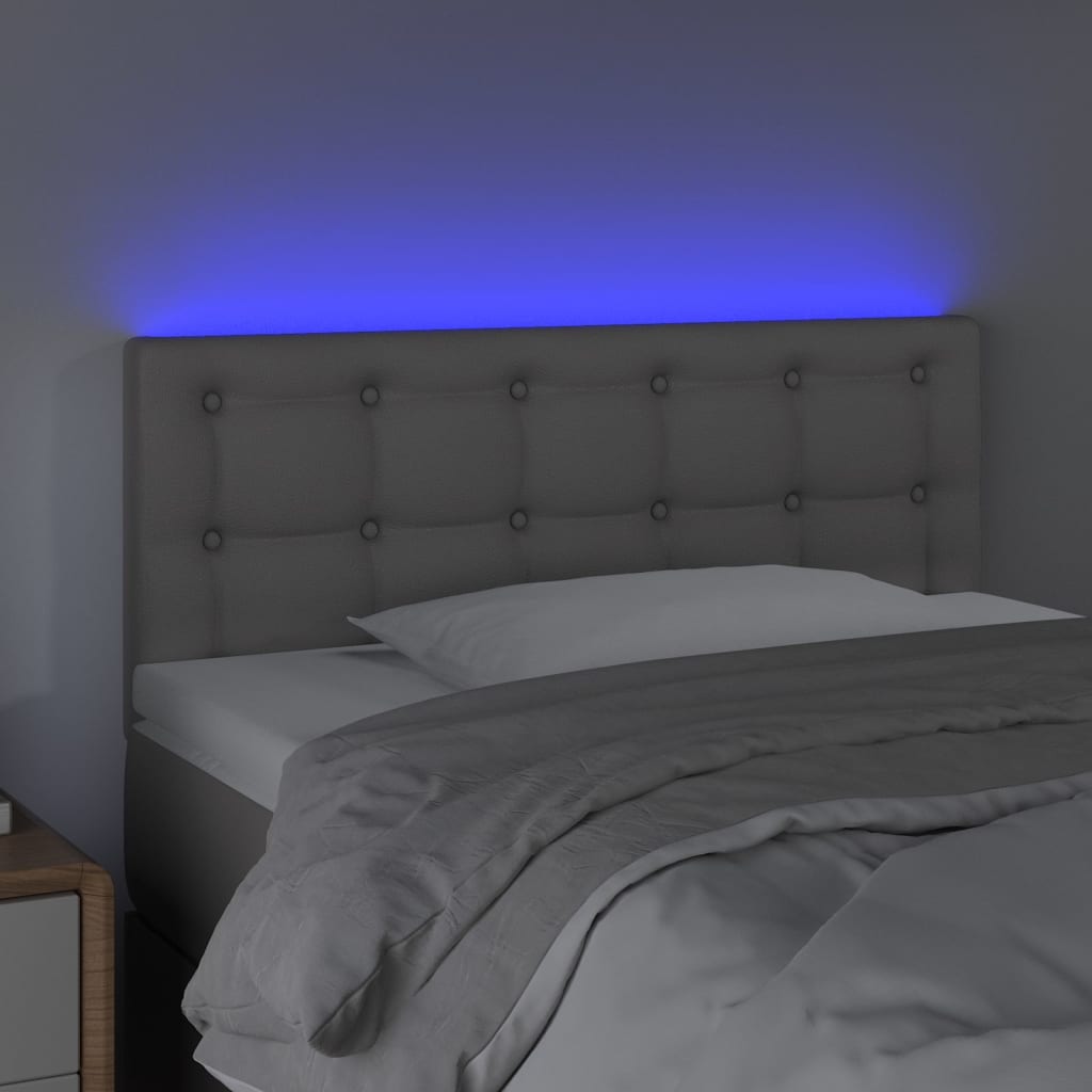 vidaXL Zagłówek do łóżka z LED, szary, 90x5x78/88 cm, sztuczna skóra