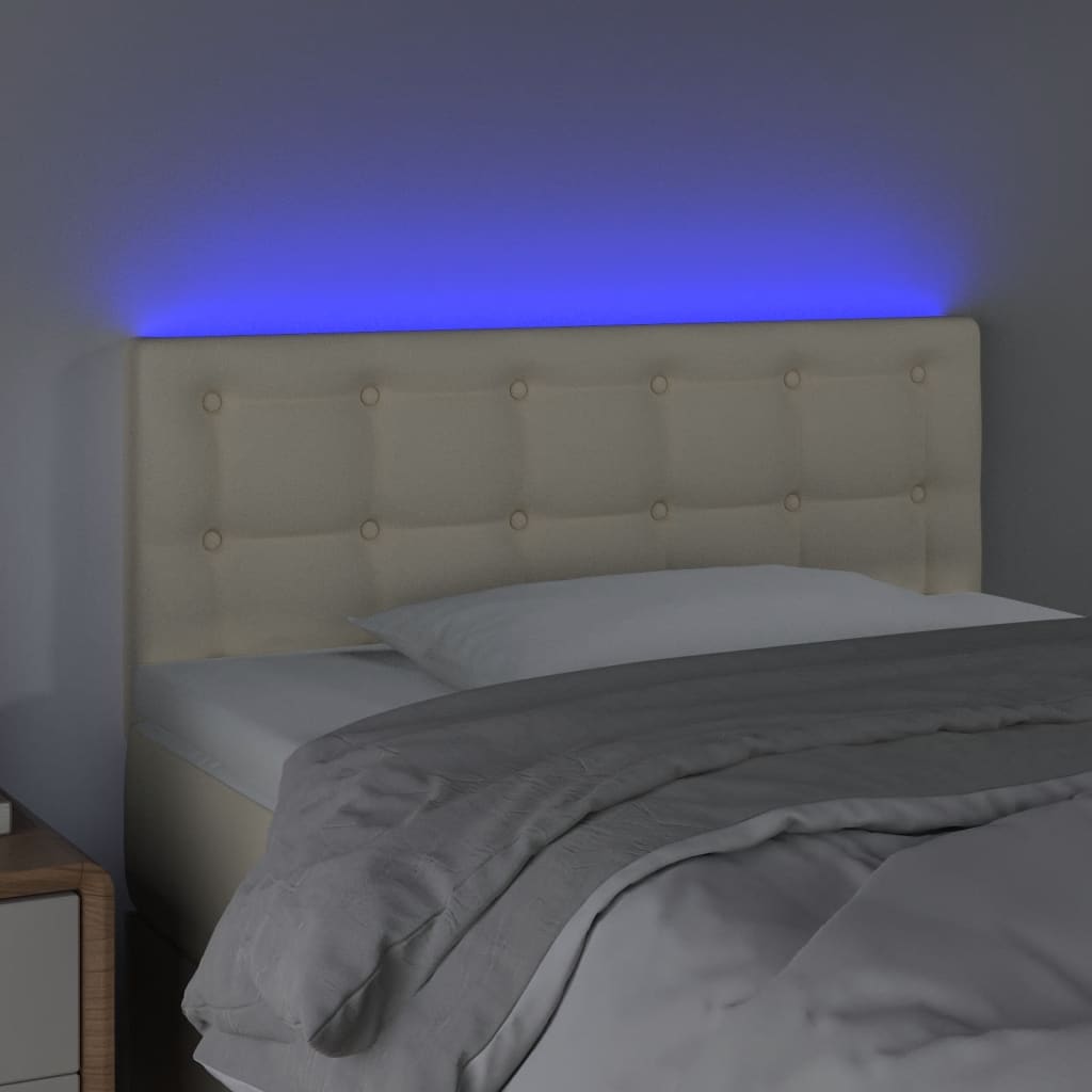 vidaXL Zagłówek do łóżka z LED, kremowy, 100x5x78/88cm, sztuczna skóra