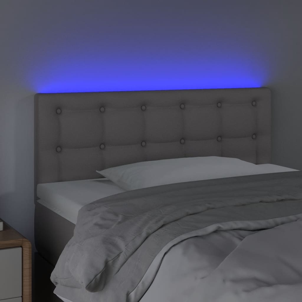 vidaXL Zagłówek do łóżka z LED, szary, 100x5x78/88 cm, sztuczna skóra