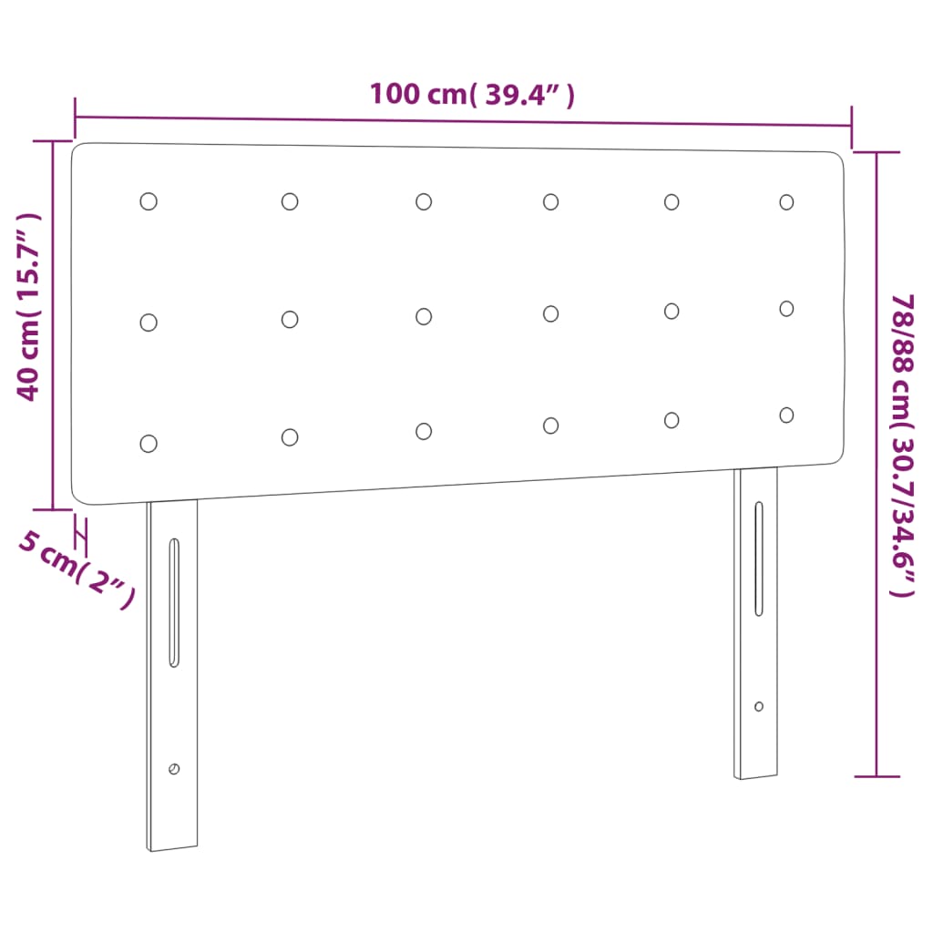 vidaXL Zagłówek do łóżka z LED, szary, 100x5x78/88 cm, sztuczna skóra