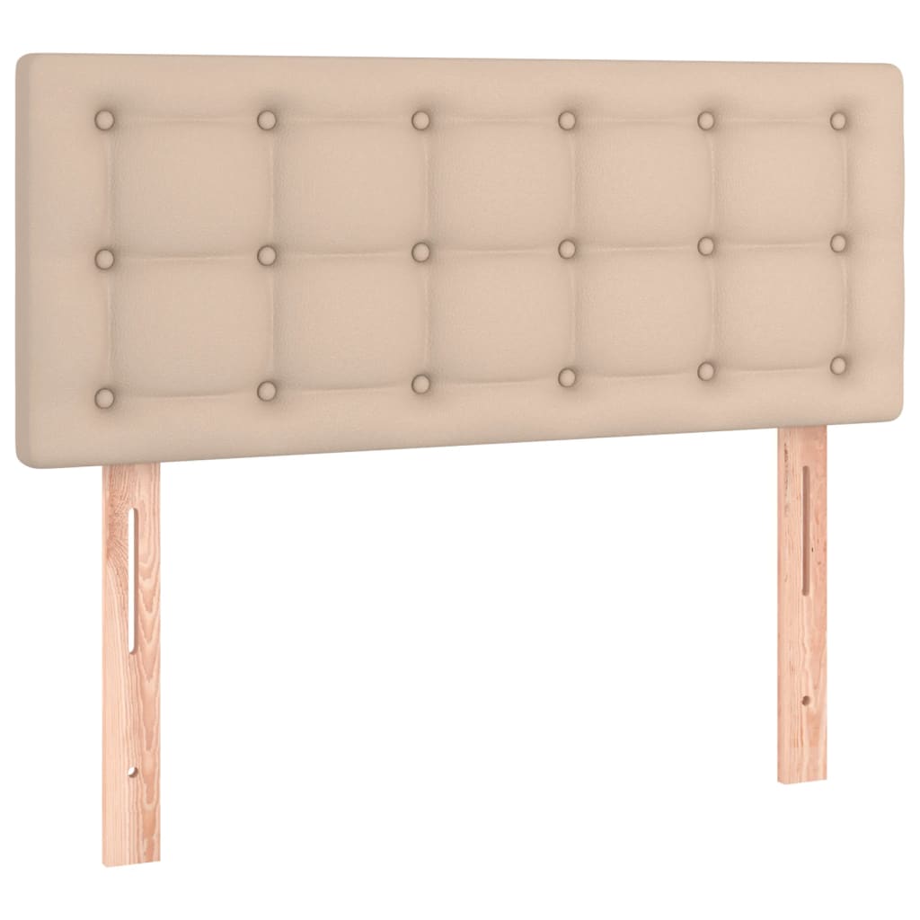 vidaXL Zagłówek do łóżka z LED, cappuccino, 100x5x78/88 cm, ekoskóra