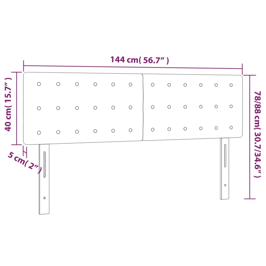 vidaXL Zagłówek do łóżka z LED, czarny, 144x5x78/88 cm, sztuczna skóra