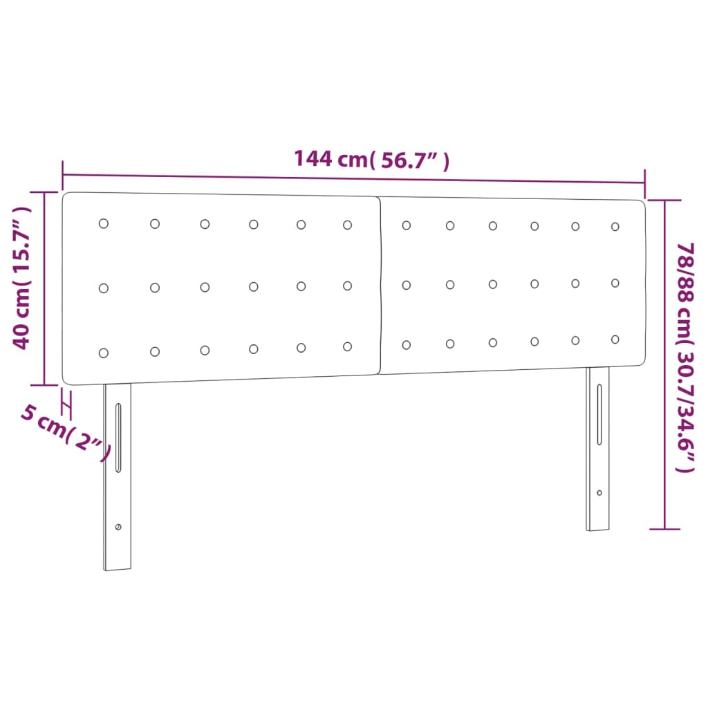 vidaXL Zagłówek do łóżka z LED, kremowy, 144x5x78/88cm, sztuczna skóra