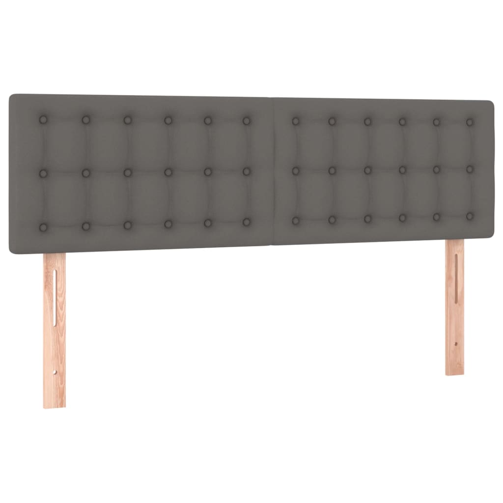 vidaXL Zagłówek do łóżka z LED, szary, 144x5x78/88 cm, sztuczna skóra