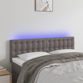vidaXL Zagłówek do łóżka z LED, szary, 144x5x78/88 cm, sztuczna skóra