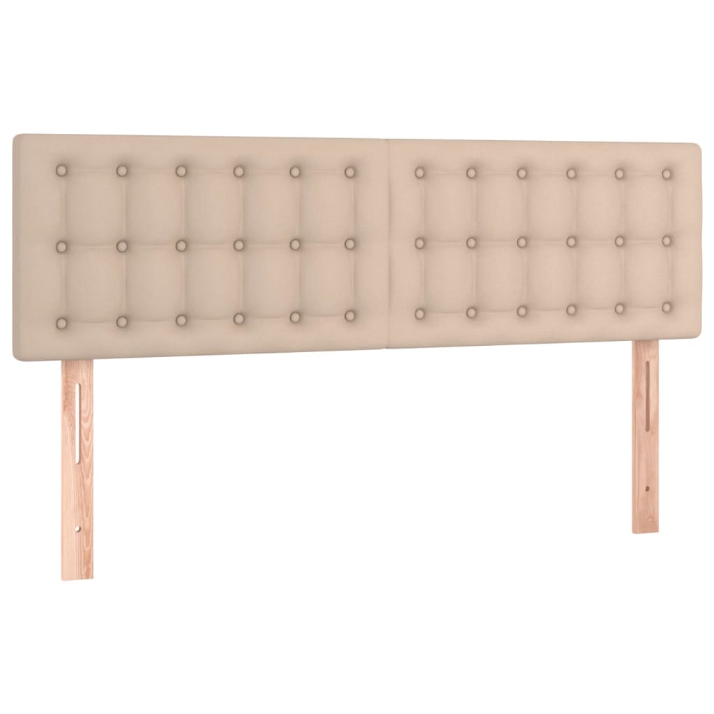 vidaXL Zagłówek do łóżka z LED, cappuccino, 144x5x78/88 cm, ekoskóra