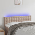 vidaXL Zagłówek do łóżka z LED, cappuccino, 144x5x78/88 cm, ekoskóra