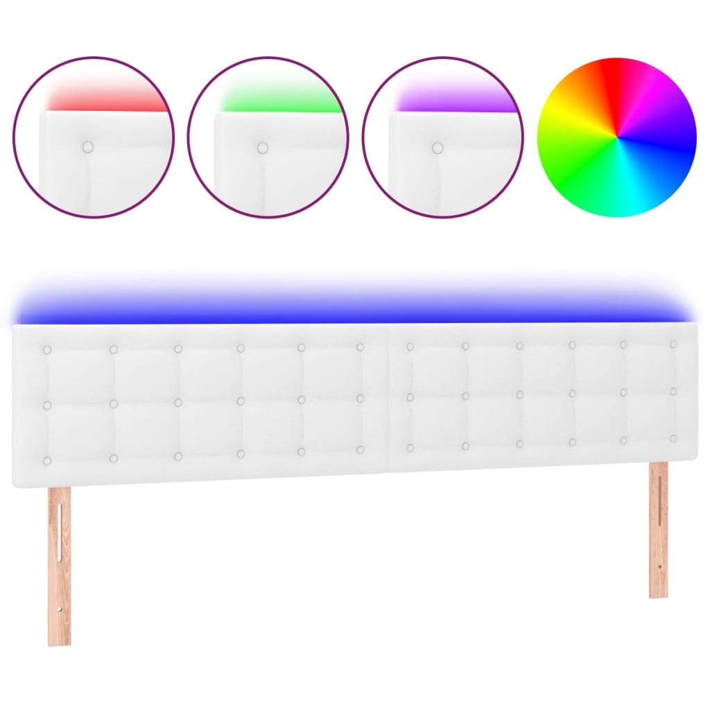 vidaXL Zagłówek do łóżka z LED, biały, 160x5x78/88 cm, sztuczna skóra