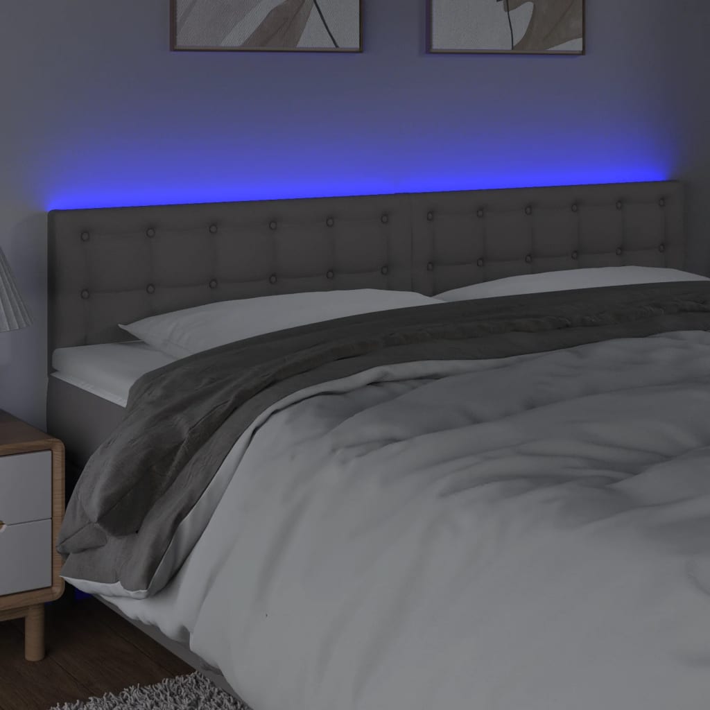 vidaXL Zagłówek do łóżka z LED, szary, 160x5x78/88 cm, sztuczna skóra