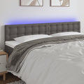 vidaXL Zagłówek do łóżka z LED, szary, 180x5x78/88 cm, sztuczna skóra