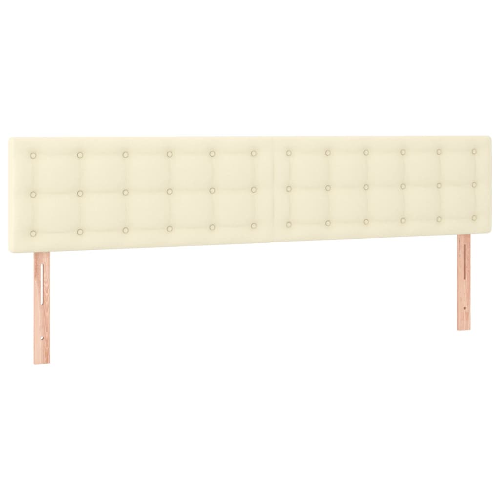 vidaXL Zagłówek do łóżka z LED, kremowy, 200x5x78/88cm, sztuczna skóra