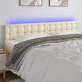 vidaXL Zagłówek do łóżka z LED, kremowy, 200x5x78/88cm, sztuczna skóra