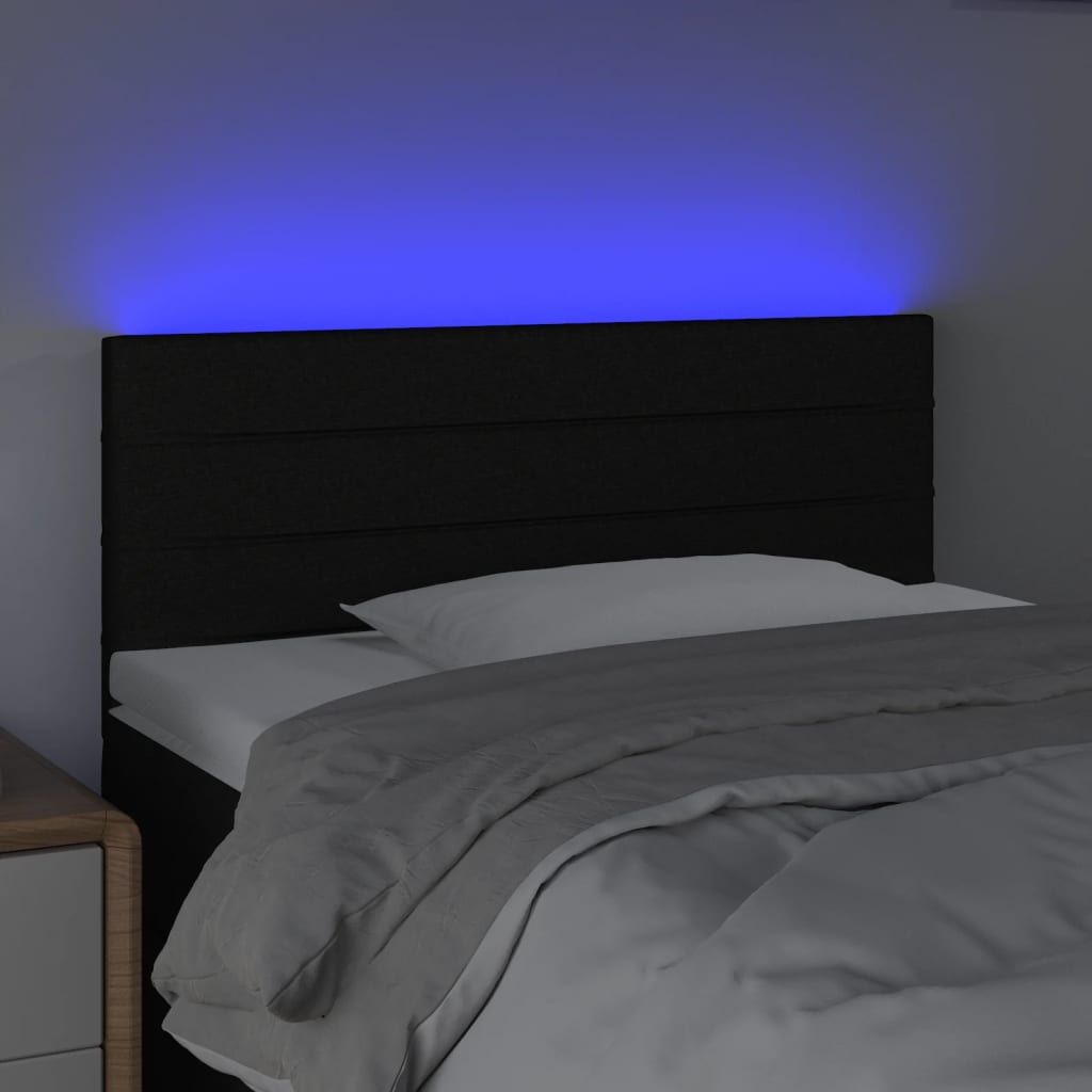 vidaXL Zagłówek do łóżka z LED, czarny, 80x5x78/88 cm, tkanina