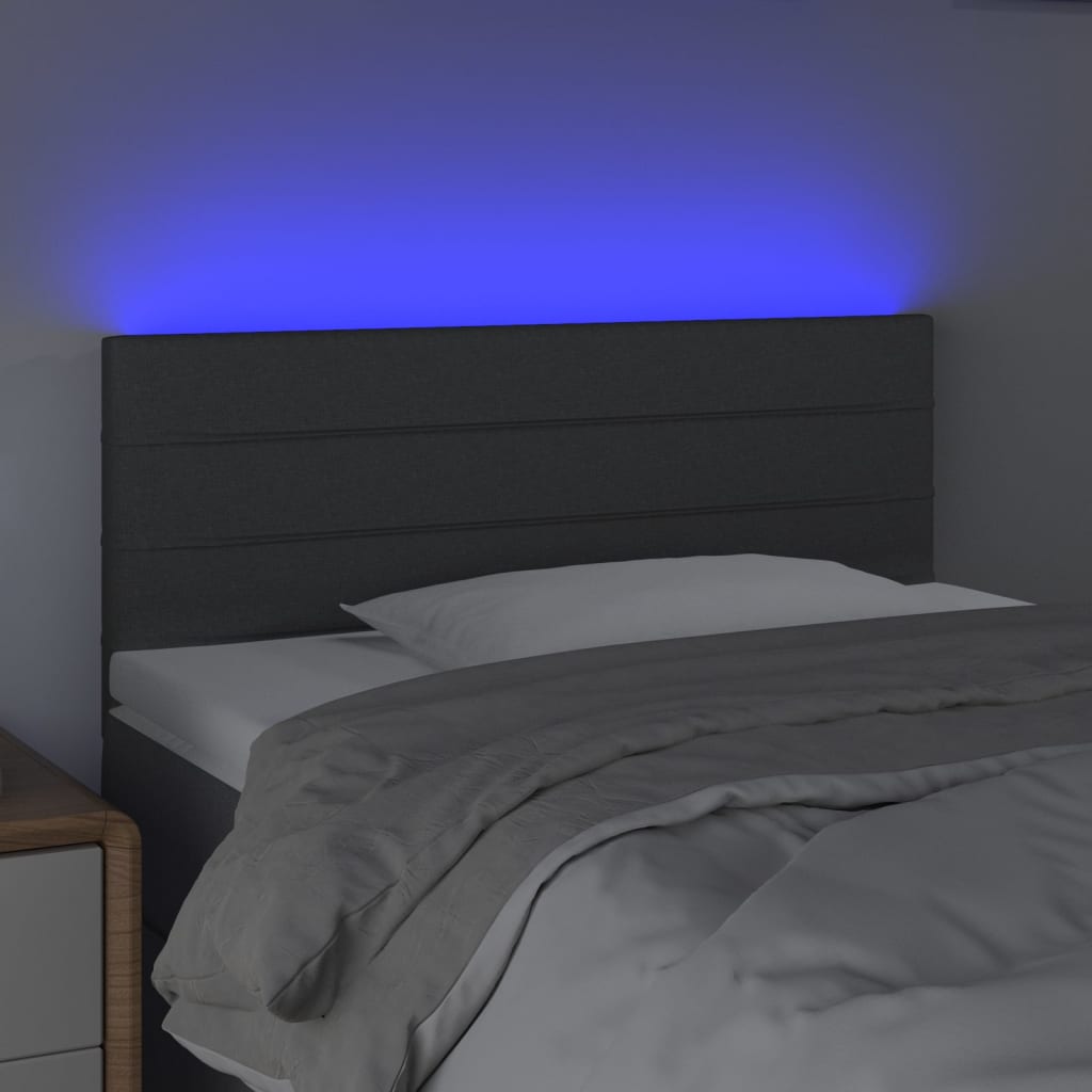 vidaXL Zagłówek do łóżka z LED, ciemnoszary, 90x5x78/88 cm, tkanina