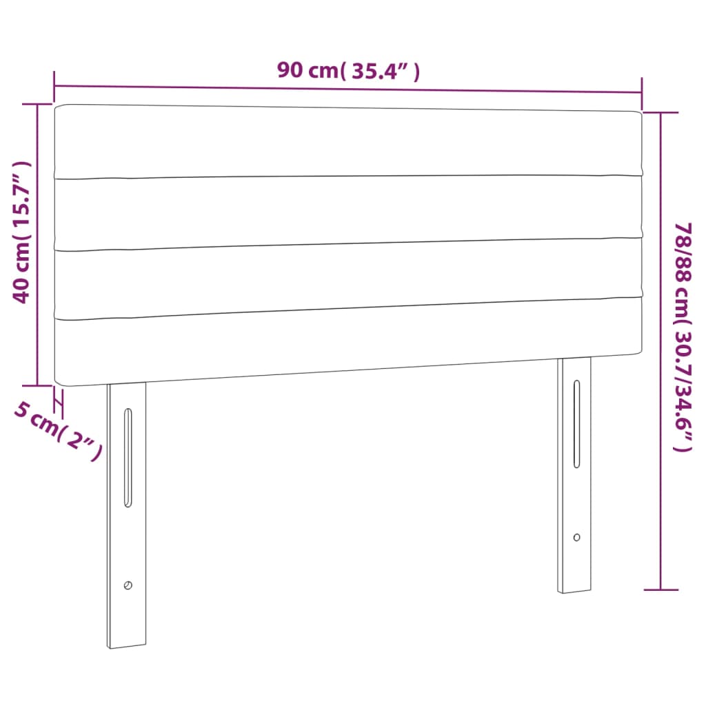 vidaXL Zagłówek do łóżka z LED, taupe, 90x5x78/88 cm, tkanina